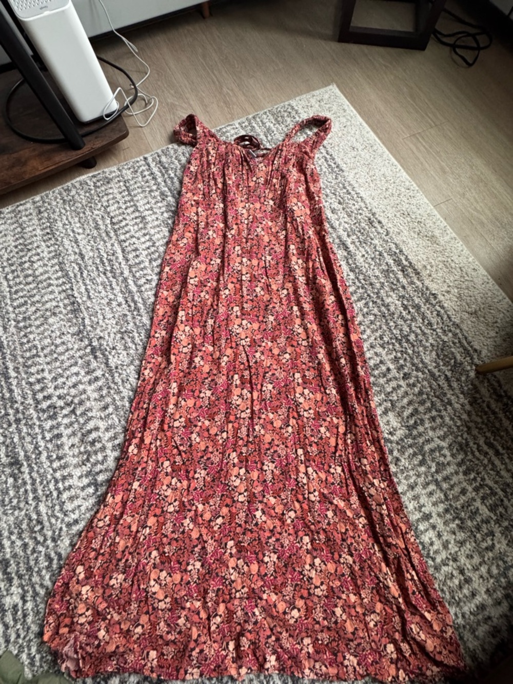 Old Navy Floral Maxi Skirt in Rust and Pink